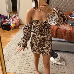 ZAHARA MINI DRESS - BROWN ZEBRA
